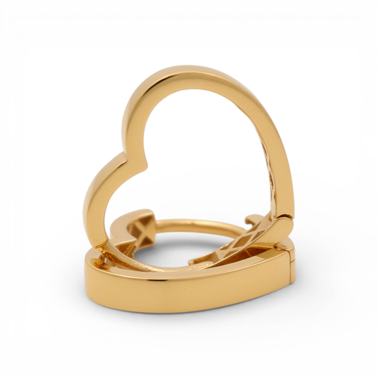 14K Yellow Gold Heart Hoops Earrings / Weight: 2.1 GR / P53E-97