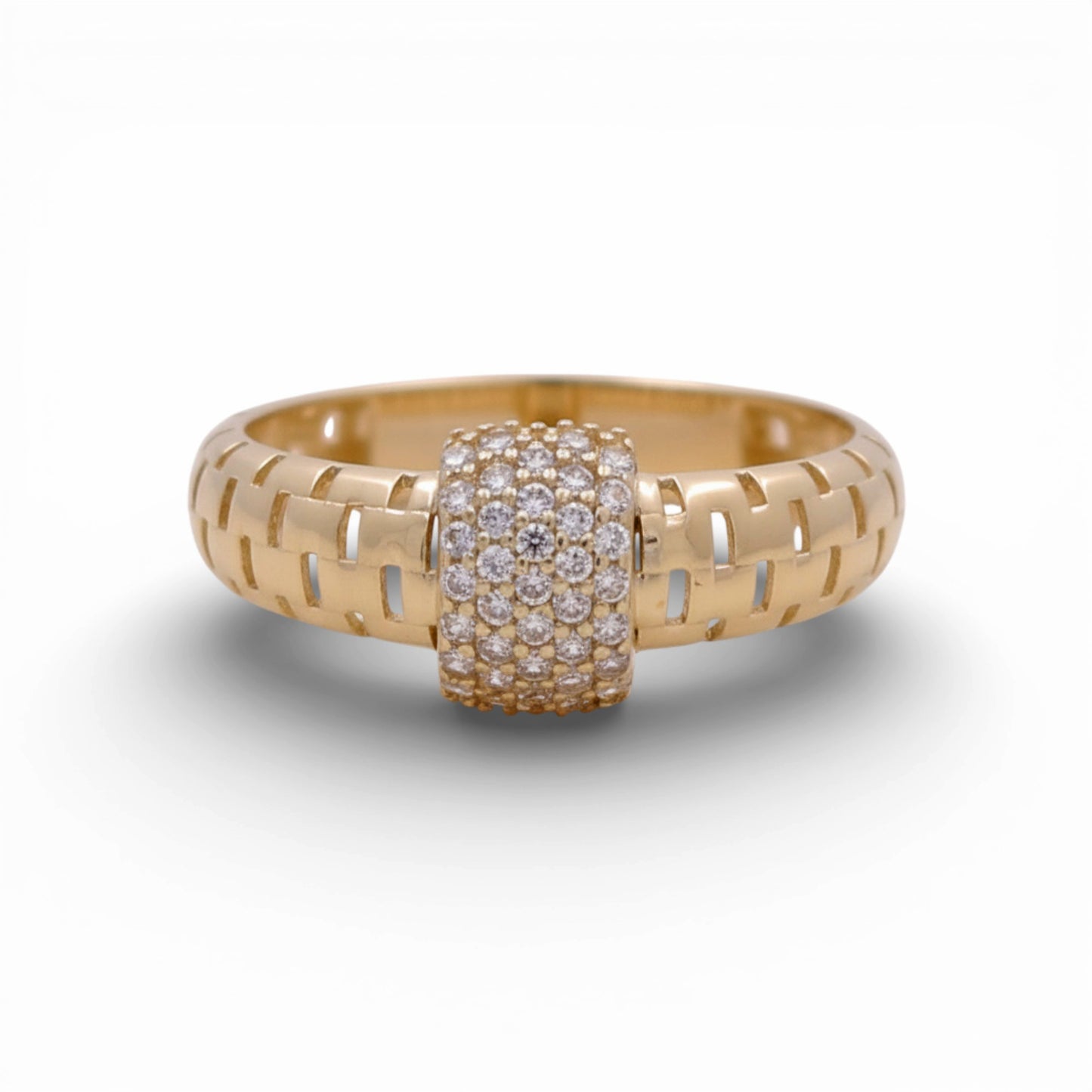 14K Yellow Gold Fashion Women's Ring with Cz / Size: 8 / Weight: 2.4 GR