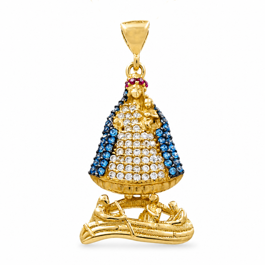 10K Yellow Gold Virgen De La Caridad Pendant with Colored Cz / Weight: 2.3 GR / DQPD4T0VC