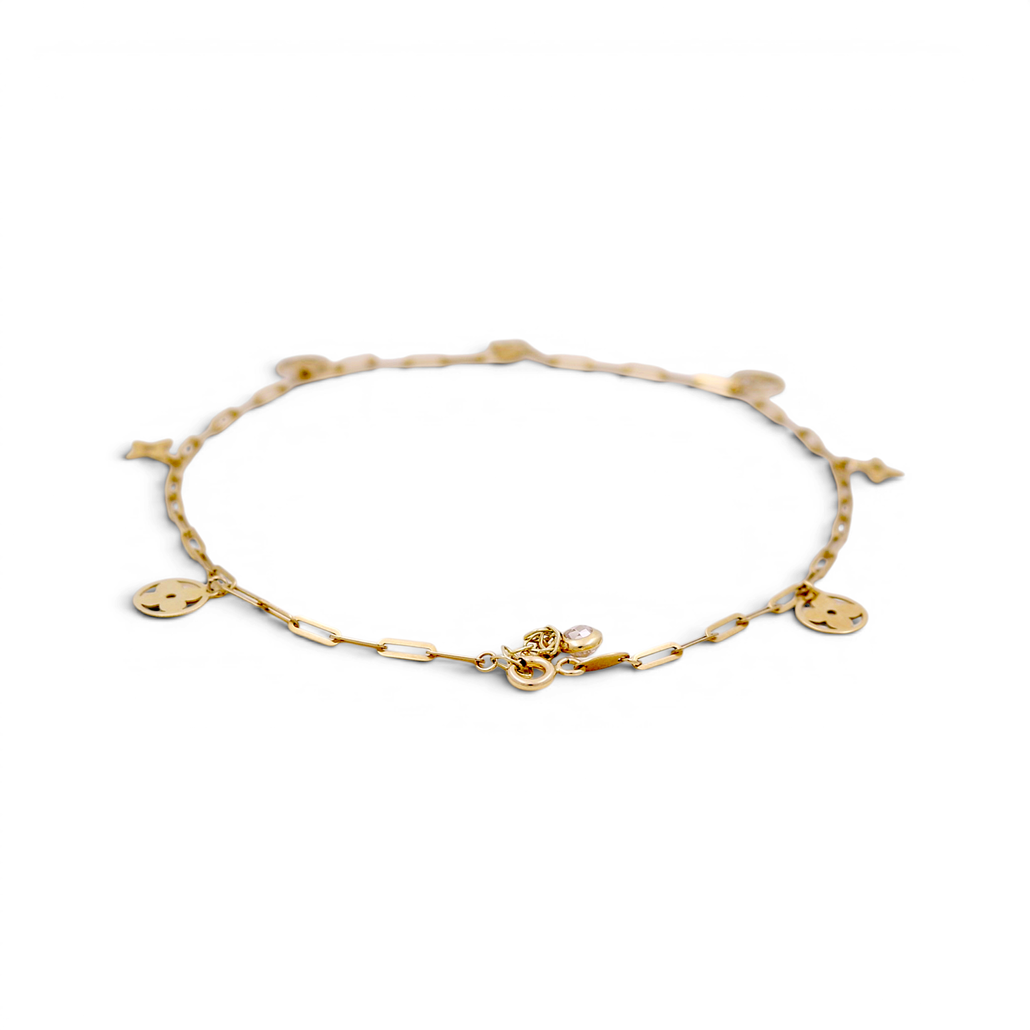 10K Yellow Gold Paper Clip Fashion LV Women's Anklet Bracelet / Size: 10" / Weight: 2.6 GR