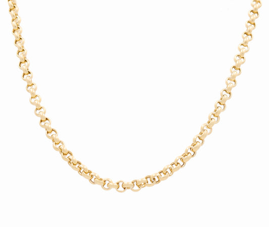 14K Yellow Gold Semisolid Women's Rolo Link Necklace / Size: 17" / Weight: 13.8 GR / P10B-395