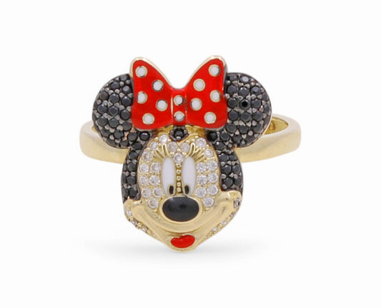 10K Yellow Gold Minnie Women's Ring with Cz / Size: 7.5 / Weight: 2.8 GR