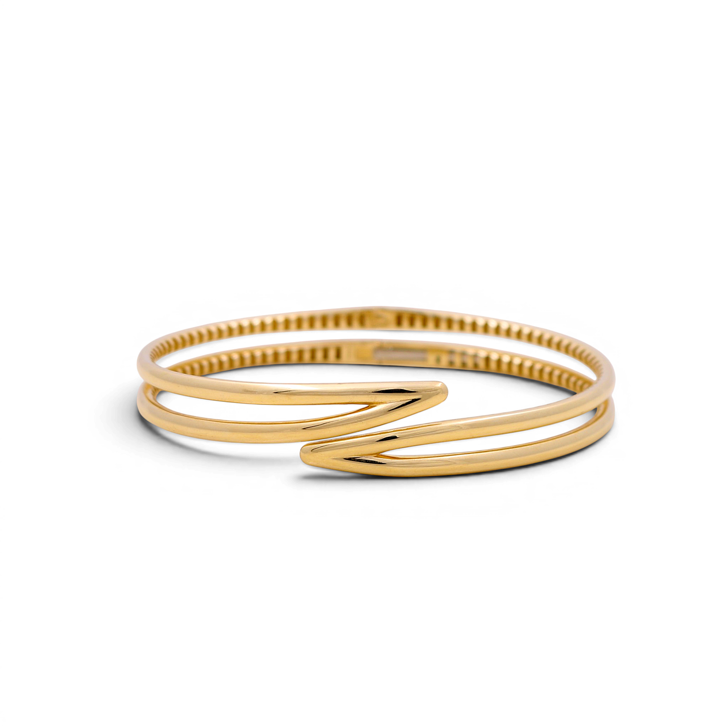 14K Yellow Gold SemiSolid Fashion Bangle Bracelet / Weight: 14.5 GR