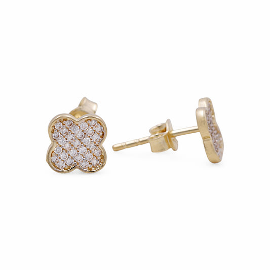 14K Yellow Gold Women’s Flower Stud Earrings / Weight: 1.1 GR / COES4CLV-2