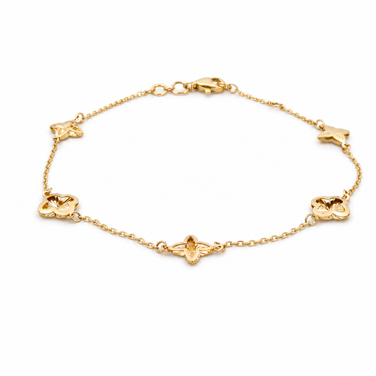 14K Yellow Gold Fashion Women's Clover Bracelet LV / Size: 7.25" / Weight: 1.8 GR / 401-02179