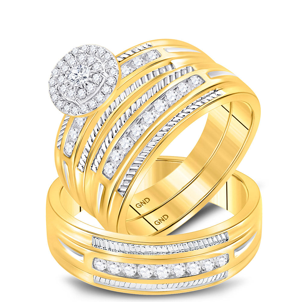 10K Yellow Gold Diamond Trio Set Ring / Stone: 5/8 CT Dia / Size: 7 & 10 / 118981