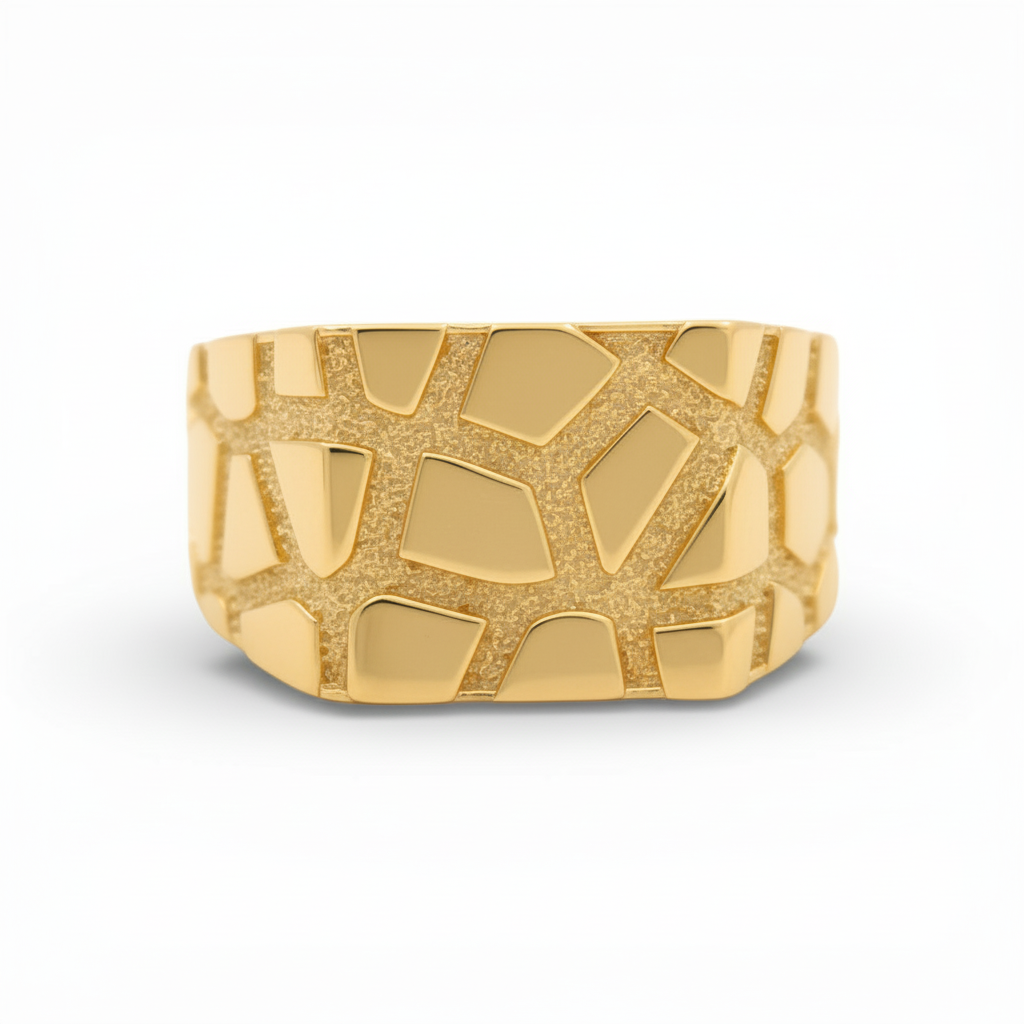 10K Yellow Gold SQ Nugget Men's Ring / Size: 11 / Weight: 6.1 GR / DQMR0FS