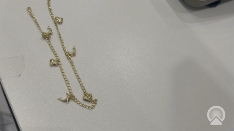 14K Yellow Gold Anklet Bracelet with Dolphin & Hearth Charm  / Size: 2.5mm-10'' / Weight: 2.2gr / VMAB02.5-10''
