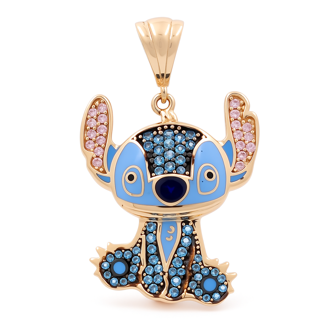 10K Yellow Gold Stitch Pendant with Cz and Colors / Weight: 3 GR / DQPD0FS-1