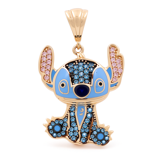 10K Yellow Gold Stitch Pendant with Cz and Colors / Weight: 3 GR / DQPD0FS-1