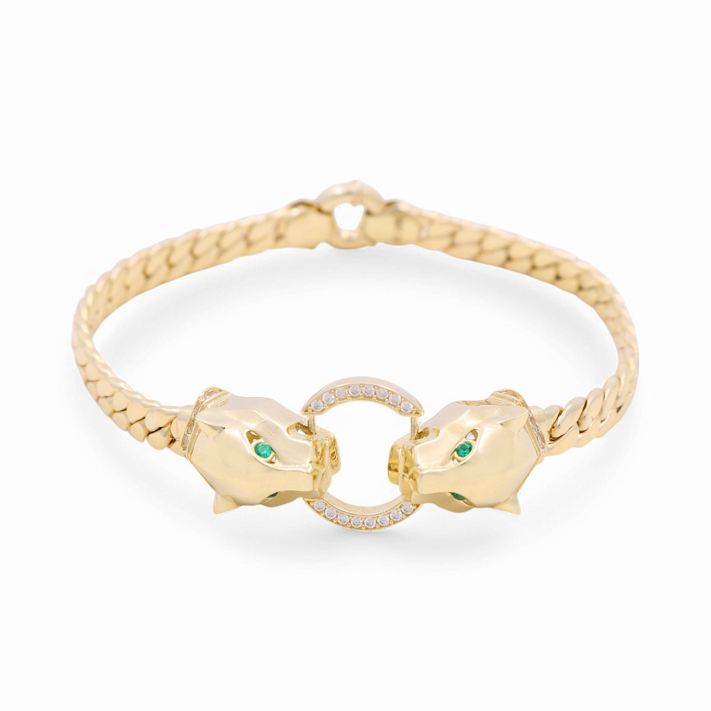 10K Yellow Gold Fashion Cuban Link Women's Bracelet with Panther/ Size: 7.5" / Weight: 10.3 GR / DPWB0PTCL