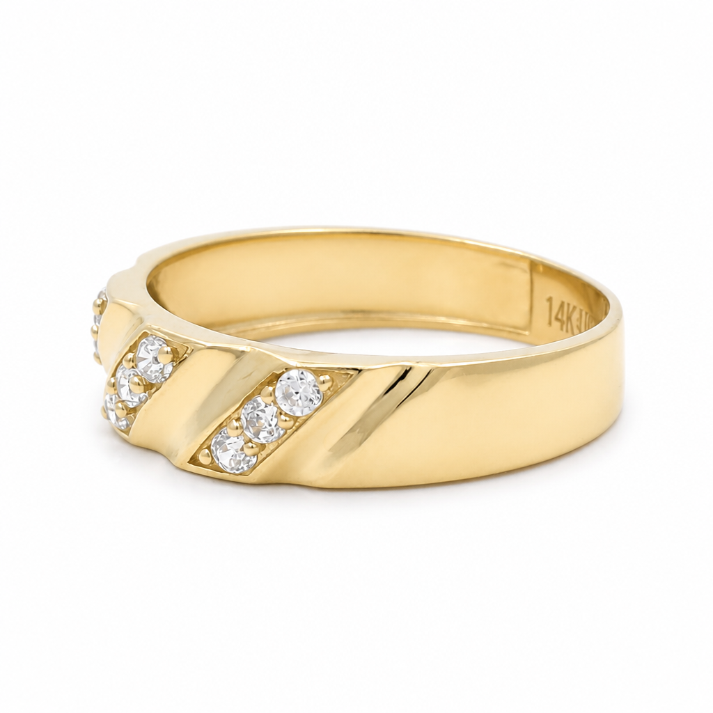 14K Yellow Gold Men's Wedding Band / Stone: Cz / Size: 10 / Weight: 2.8 GR