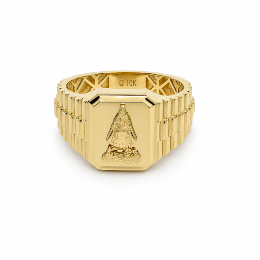 10K Yellow Gold SQ Virgen de la Caridad Men’s Ring / Size 10.5 / Weight: 3.5 GR / DQMR0VC-6