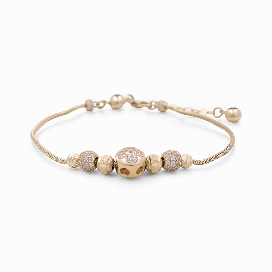 14k Yellow Gold Fashion Women's Bracelet with Charms and CZ / Size: 7.5" / Weight: 7.5 GR / CCFWB4FS-4