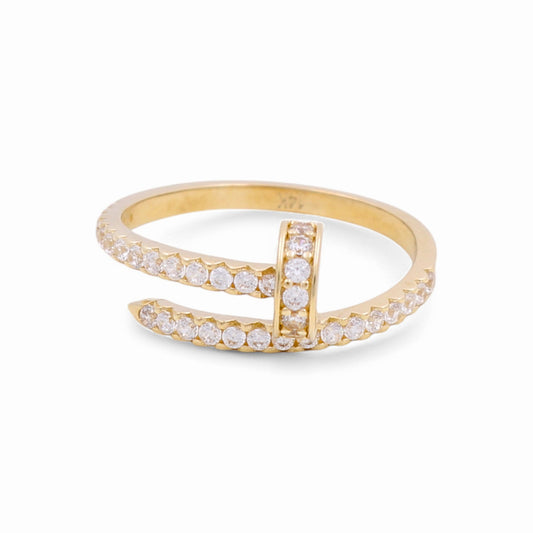 14K Yellow Gold Women's Nail Ring With Cz / Size: 7.5 / Weight: 2.5 GR / CPWR4CT