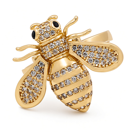 14k Bee Women Ring with Cz /  Weight 4.4 GR / COWR4BE