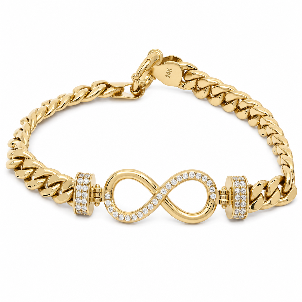 14K Yellow Gold Women's Bracelet with Infinity and Cz / Size: 7.5" / Weight: 10.7 GR / DOWB4IF