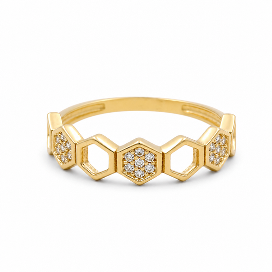 10K Yellow Gold Fashion Women's Ring with Cz / Size: 8 / Weight: 1.5 GR