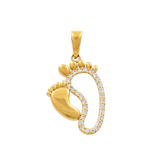 14K Yellow Gold Foot Print Pendant with Cz / Weight: 1.4 GR / P02P-1515