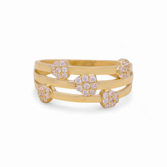 10K Yellow Gold Women's Five Heart Ring with Cz / Size: 7 / Weight: 2.1 GR / P03R-3975