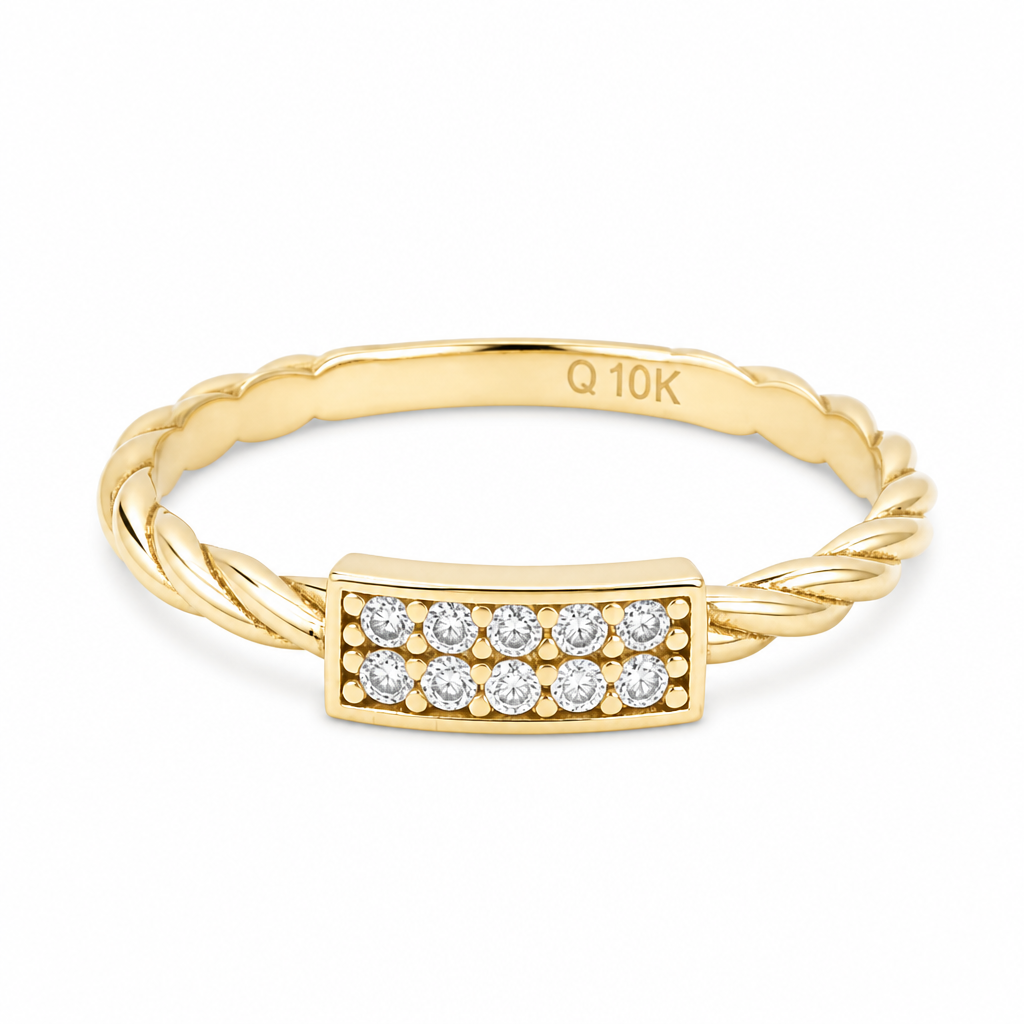 10K  Yellow Gold Fashion Women's Ring with Cz Stone / Size: 7.5 / Weight: 1.4 GR / DQWR0FS-109