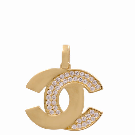 14K Yellow Gold CC Pendant with Cz / Weight: 1.8 GR / CPPD4CC-1