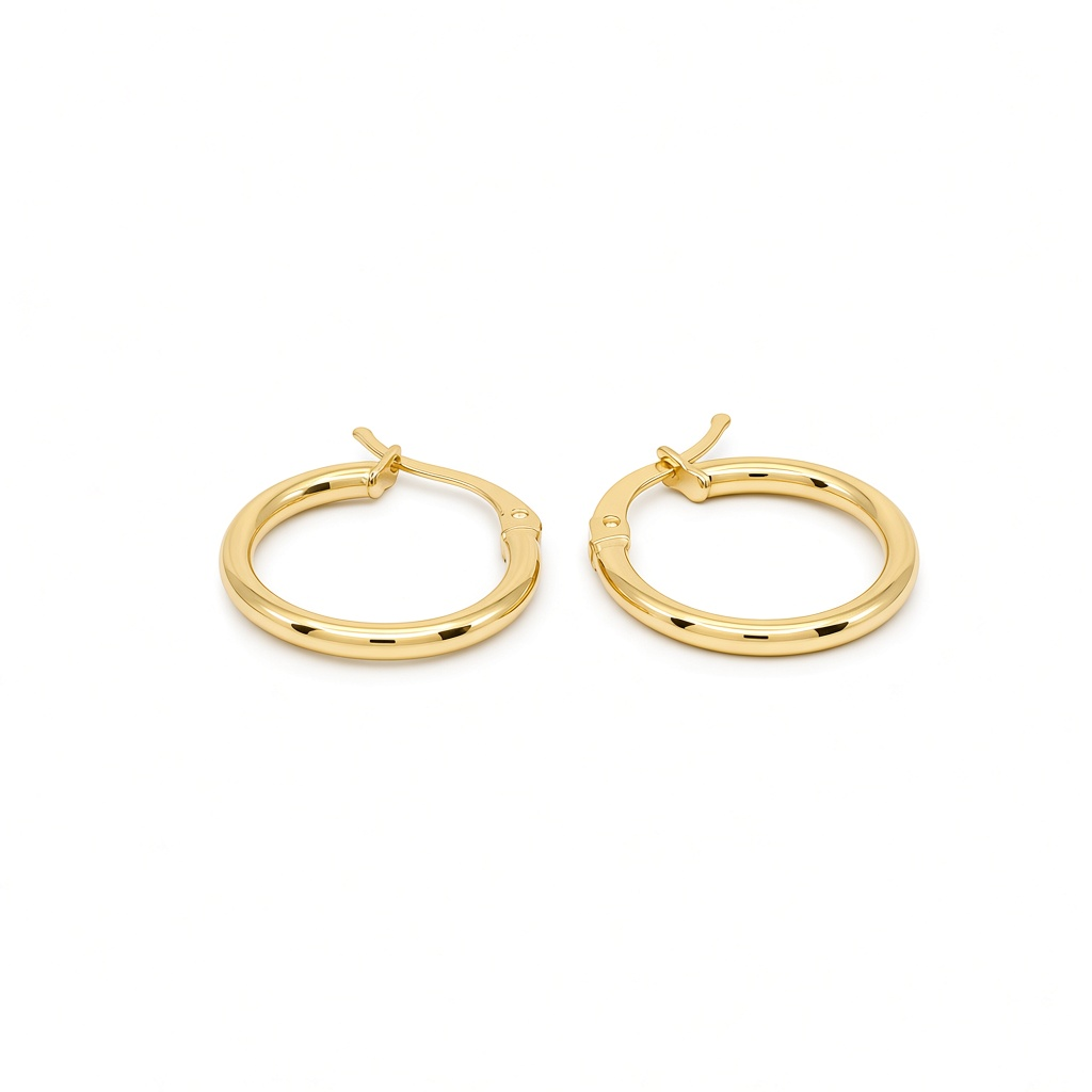 14K Yellow Gold Fashion Plain Hoop Earrings / Size: 2mmx15mm / Weight: 1.3 GR / DOEH4PL