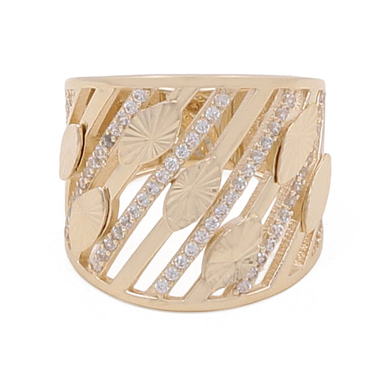 14K Yellow Gold Women’s Fashion Ring / CZ / Weight: 6.1 GR / COWR4FS-102