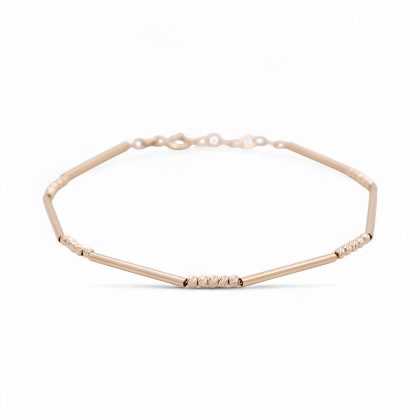 14K Yellow Gold Fashion Link Bracelet with Diamond Cut Balls / Size: 7” / Weight: 2.4 GR / DQWB4FSBLL