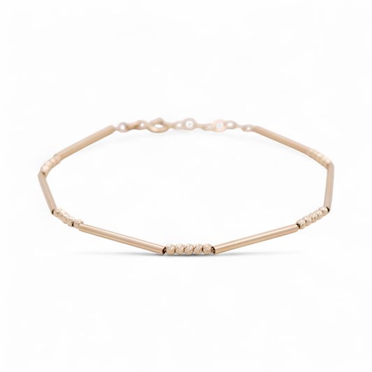 14K Yellow Gold Fashion Link Bracelet with Diamond Cut Balls / Size: 7” / Weight: 2.4 GR / DQWB4FSBLL
