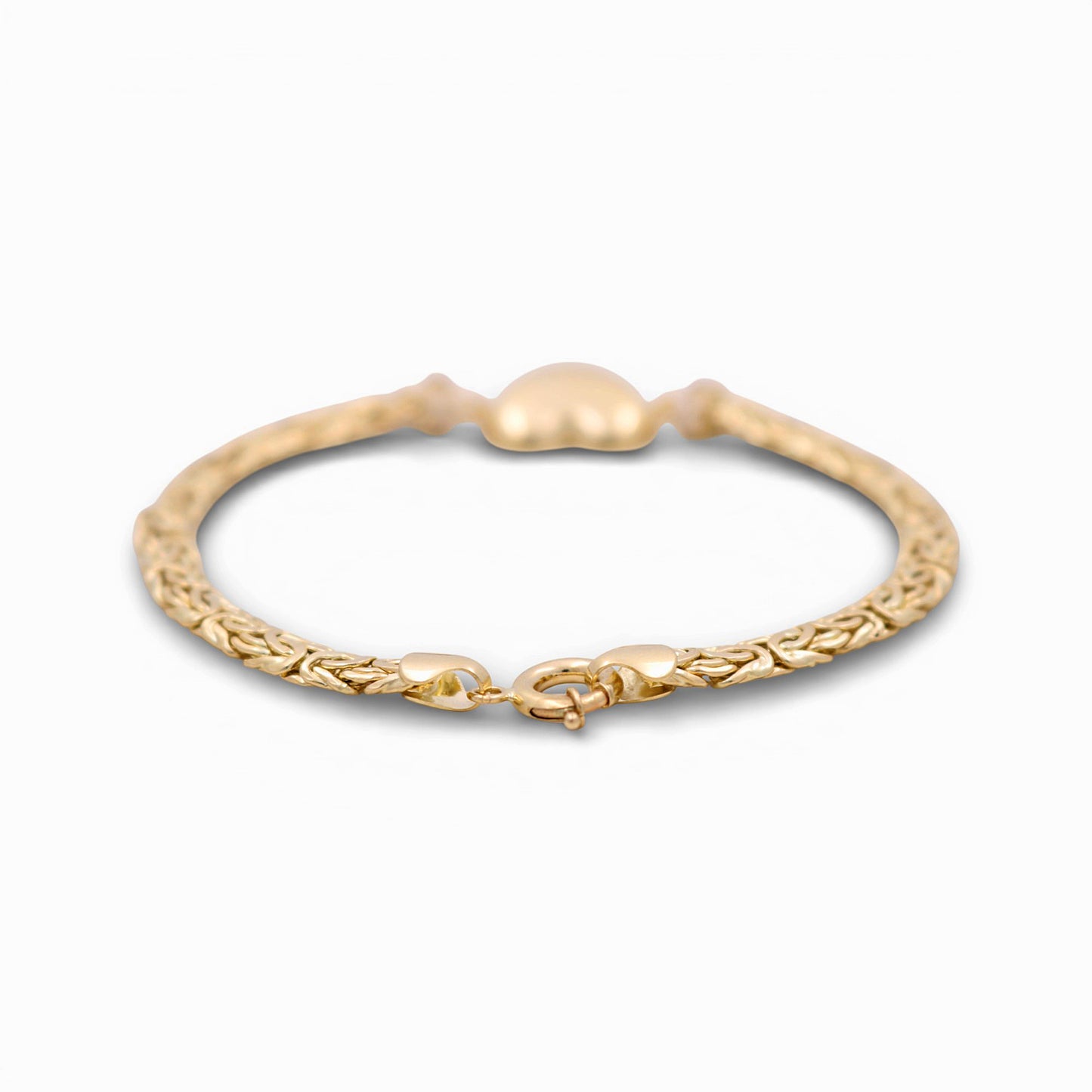 14K Yellow Gold Byzantine Link Women's Bracelet with Heart / Stone: Cz / Size: 7.5" / Weight: 6.4 GR / DQWB4BZHR-1