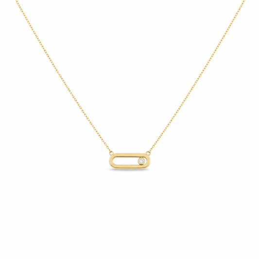 14K Yellow Gold Fashion Women's Necklace with Cz / Size 17" / Weight: 2.9 GR / DQNK4FS-3