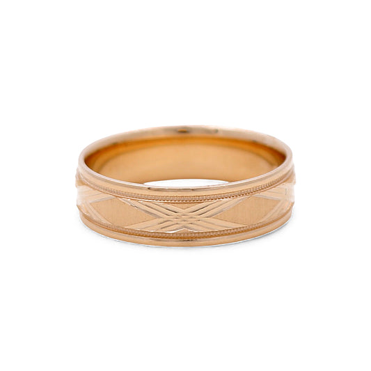 14K Yellow Gold Men’s Wedding Band with Design / Size: 10 / Weight: 5 GR / DEEMWB4DS