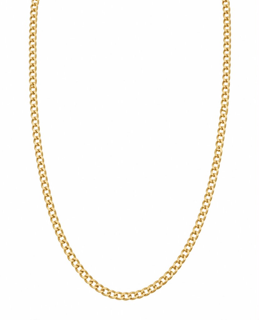 14K FC TF Yellow Gold Solid Curb Chain / Size: 3.8mm 24" / Weight: 10.3gr / FCCH4CB3.8-24
