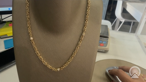 10K Yellow Gold Fashion Women's Necklace with Cz / Size: 17.5"  / Weight: 14.7 GR / DQNK0FS-2