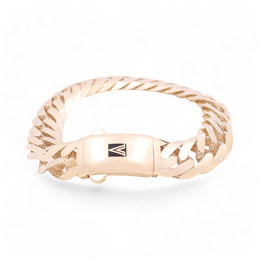 14K Yellow Gold Semisolid Monaco Men's Bracelet / Size: 13mm 8" / Weight: 28.9 GR / 711-53135