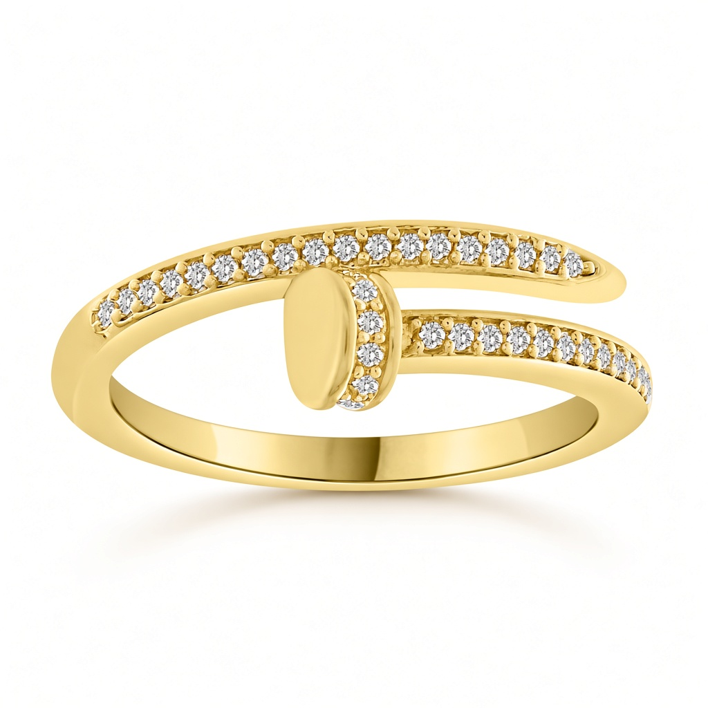 10K Yellow Gold Diamond Nail Women's Ring / Stone: 0.25CT / Size: 7 / 251136Y