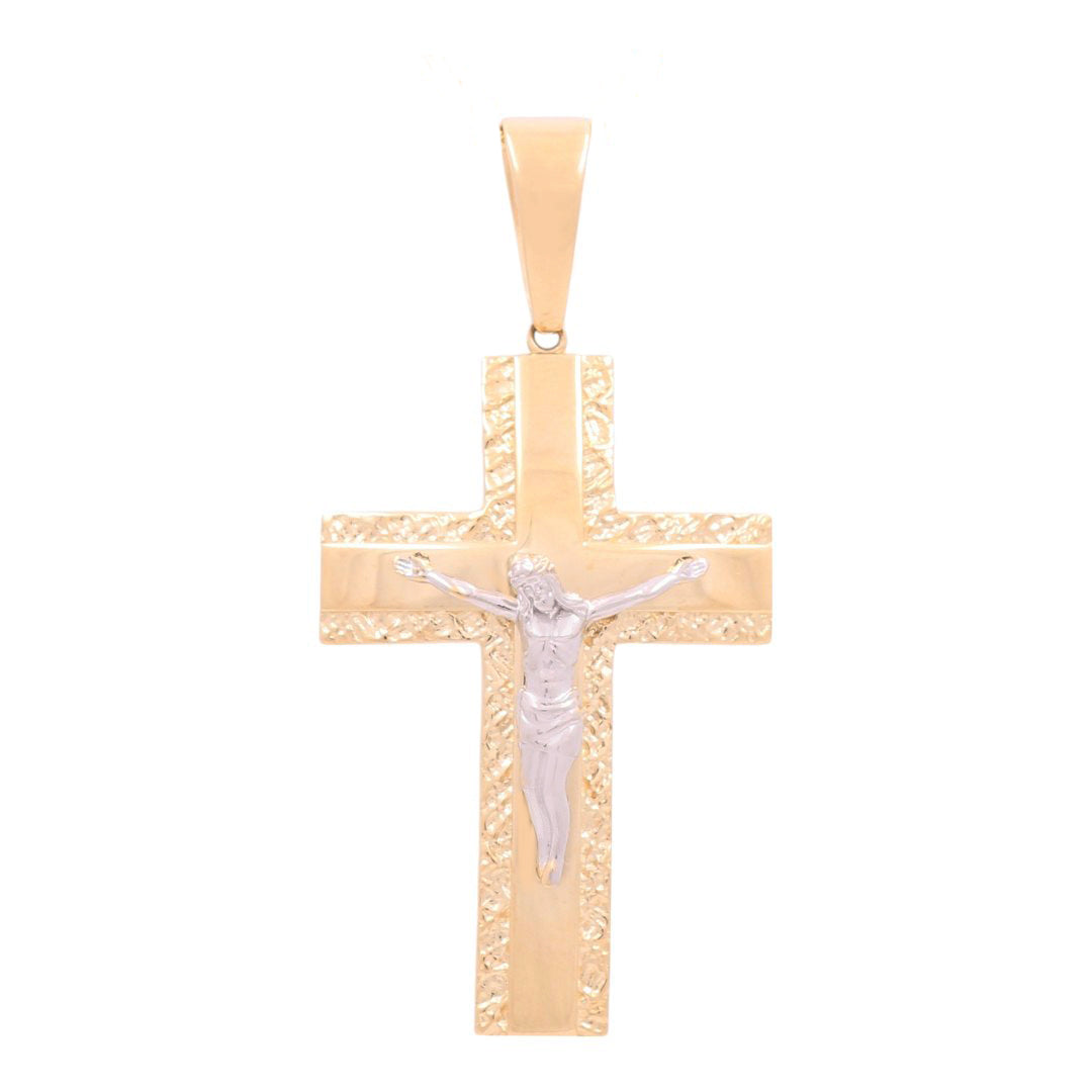 14K Yellow and White Gold Cross with Christ Pendant / Weight: 6.9 GR / 774-00141