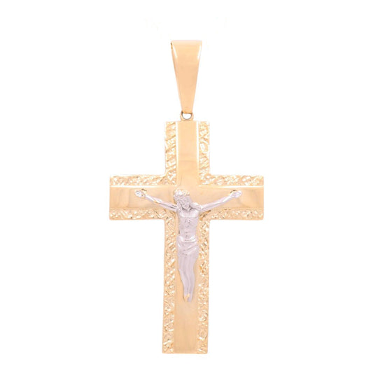 14K Yellow and White Gold Cross with Christ Pendant / Weight: 6.9 GR / 774-00141