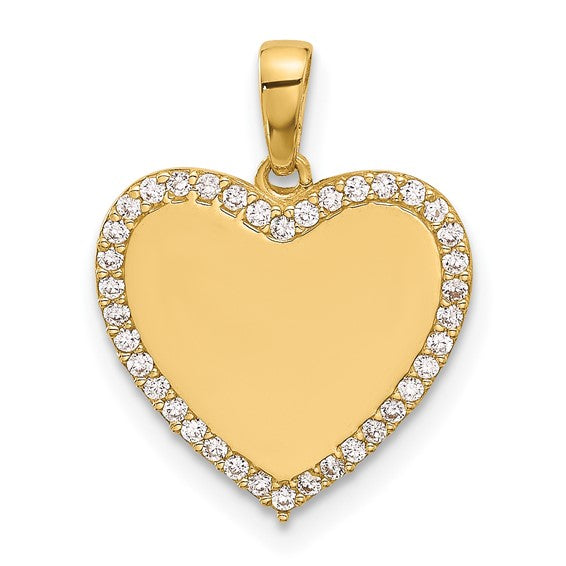 14K Yellow Gold Woman's Heart Pendant With Cz / Size:  / Weight: 1gr / YC1562