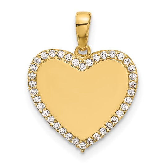 14K Yellow Gold Woman's Heart Pendant With Cz / Size:  / Weight: 1gr / YC1562