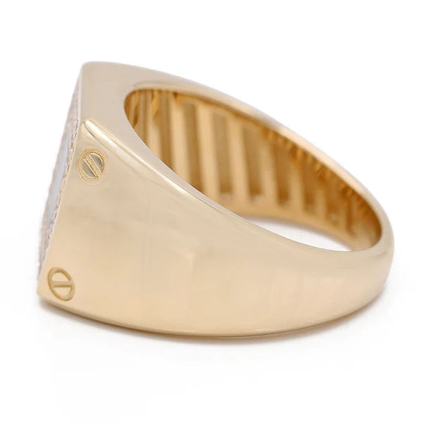 COMR4SQBECZ 14k C Cz Size 10.5sz Weight 8.9gr Cuadrado Mens Ring with black enamel and Cz