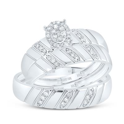 10K White Gold Diamond Trio Bridal Set / Size: sz:7&sz:10  / 188362