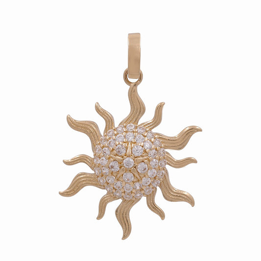 14K Yellow Gold Sun Pendant / CZ / Weight: 1.5GR / DPPD4SN