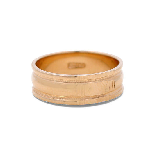14K Yellow Gold Men’s Wedding Band with Design / Size: 10 / Weight: 5.1 GR / DEEMWB4DS-5