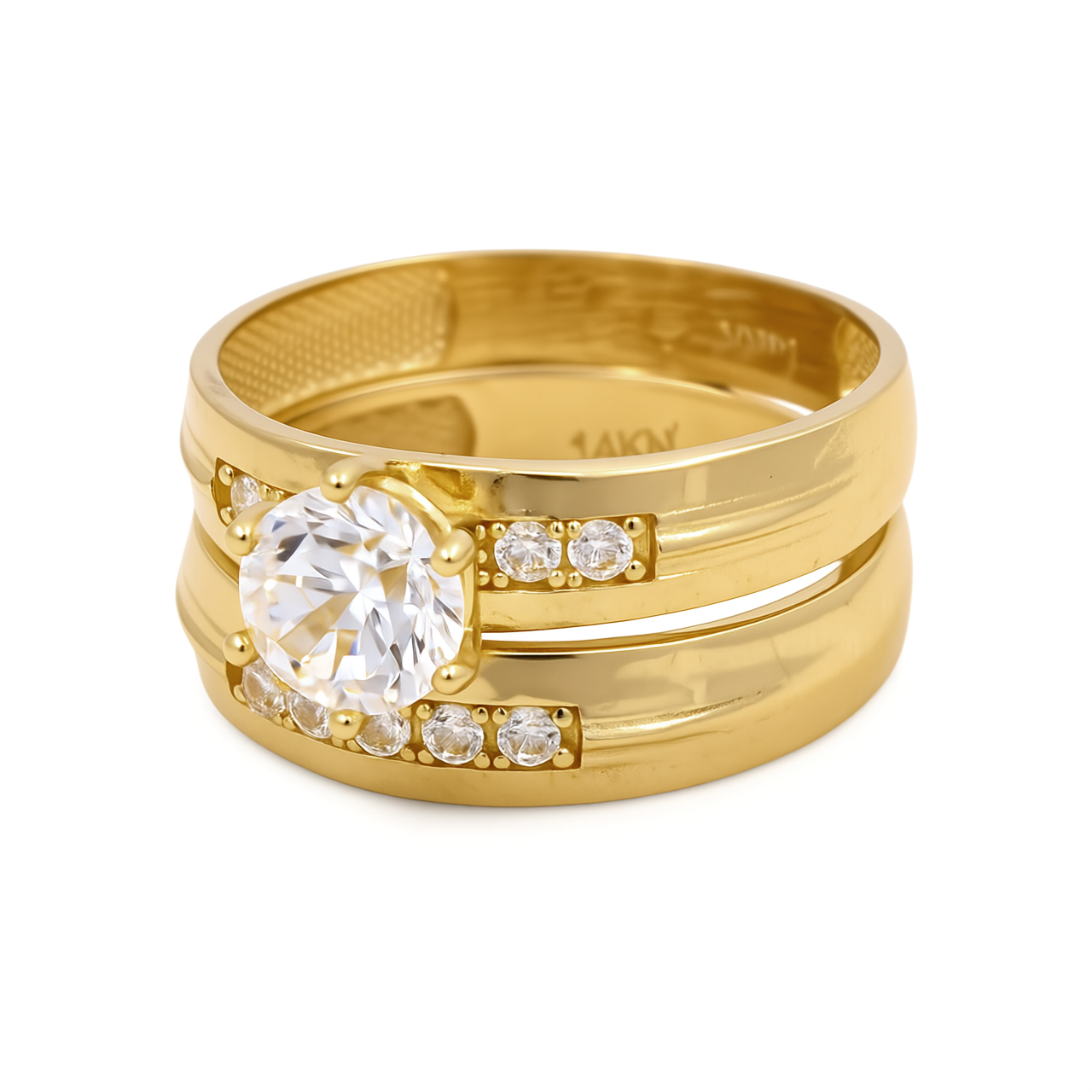 14K Yellow Gold Women’s Bridal Set / Stone: Cz / Size: 7.5 / Weight: 4 GR / DEEWR4BS-8