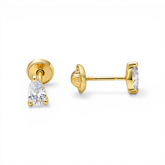 14k Yellow Gold Fashion Stud Earrings With Cz / 6-556201PS5