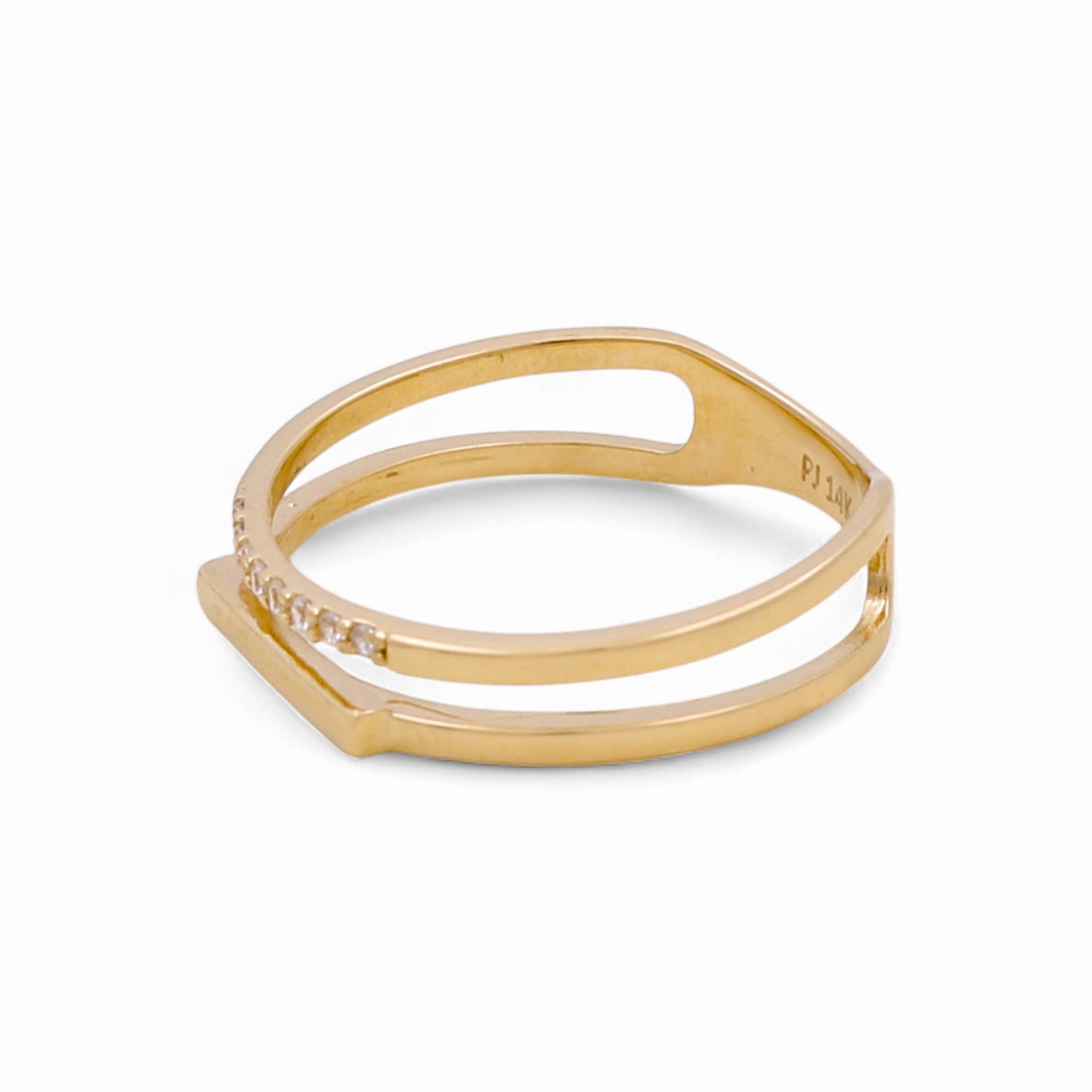 14K Yellow Gold Fashion Women's Ring with Cz / Size: 7 / Weight: 1.8 GR