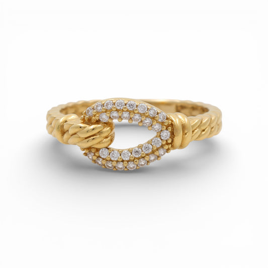 14K Yellow Gold Fashion Women's Ring With Cz / Size: 7 / Weight: 2.2 GR / P18R-782