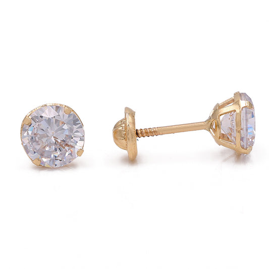 14k Yellow Gold Stud Earrings With Cz / 6-312001PS6